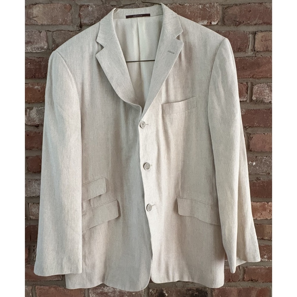 Hickey Freeman Men's Linen Blend Cambridge Blazer Natural 42R Coastal Summer